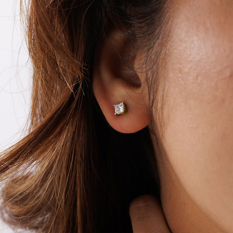 Classic Square Diamond Stud Earrings - keemti jewels