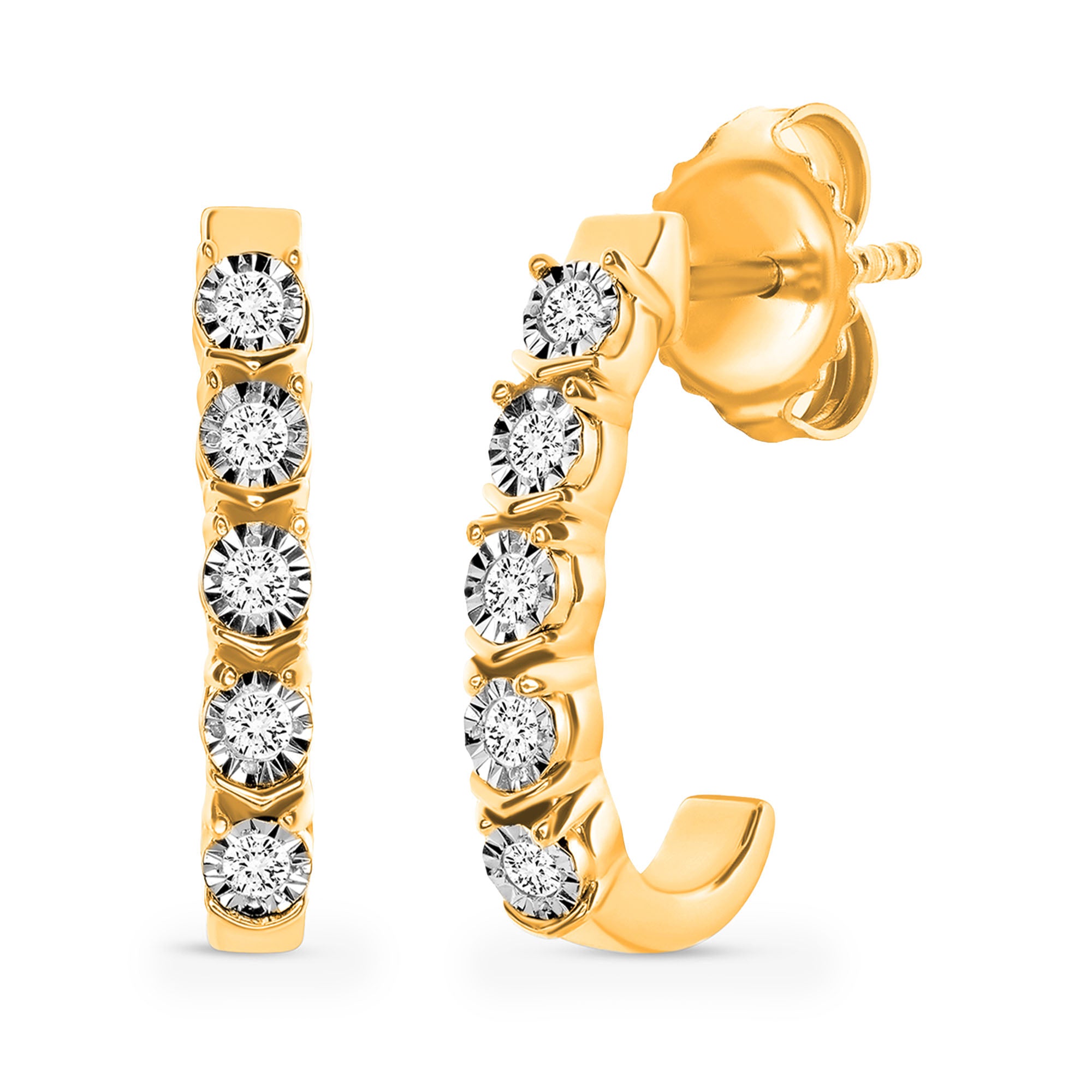 Eternal Bloom Pink Hoop Earrings by Keemti Jewels, shown from two angles with gleaming gold and pink accents.