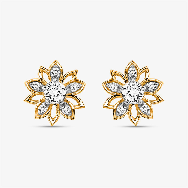 Mirage Bloom Ohrstecker: Blumenform mit Zirkonia im Silberton