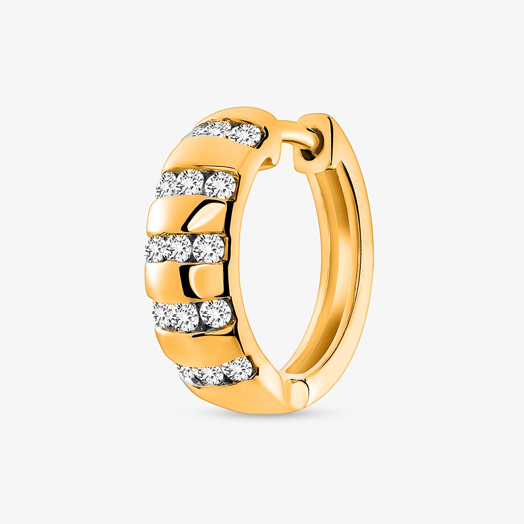 Layered Shine Hoop Earrings by Keemti Jewels feature three rows of sparkling stones for a modern, stacked everyday look.