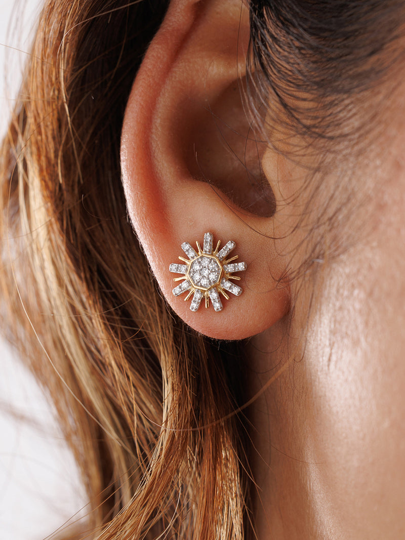 Sunburst Diamond Stud Earrings