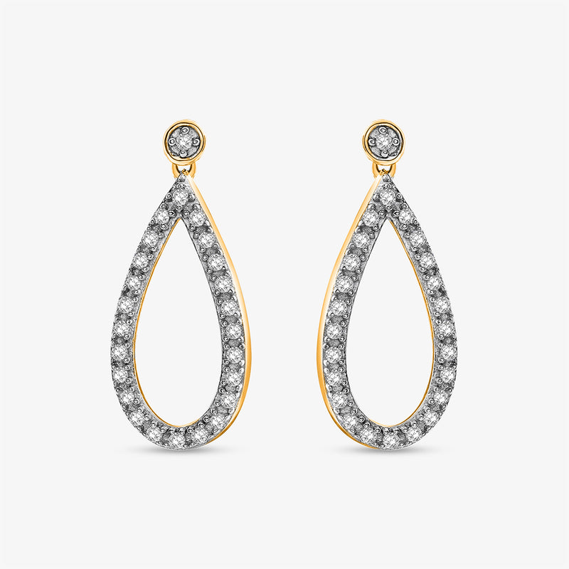 Keemti Jewels' Teardrop Open Hoop Earrings with diamond borders—shown front and side on a white background.