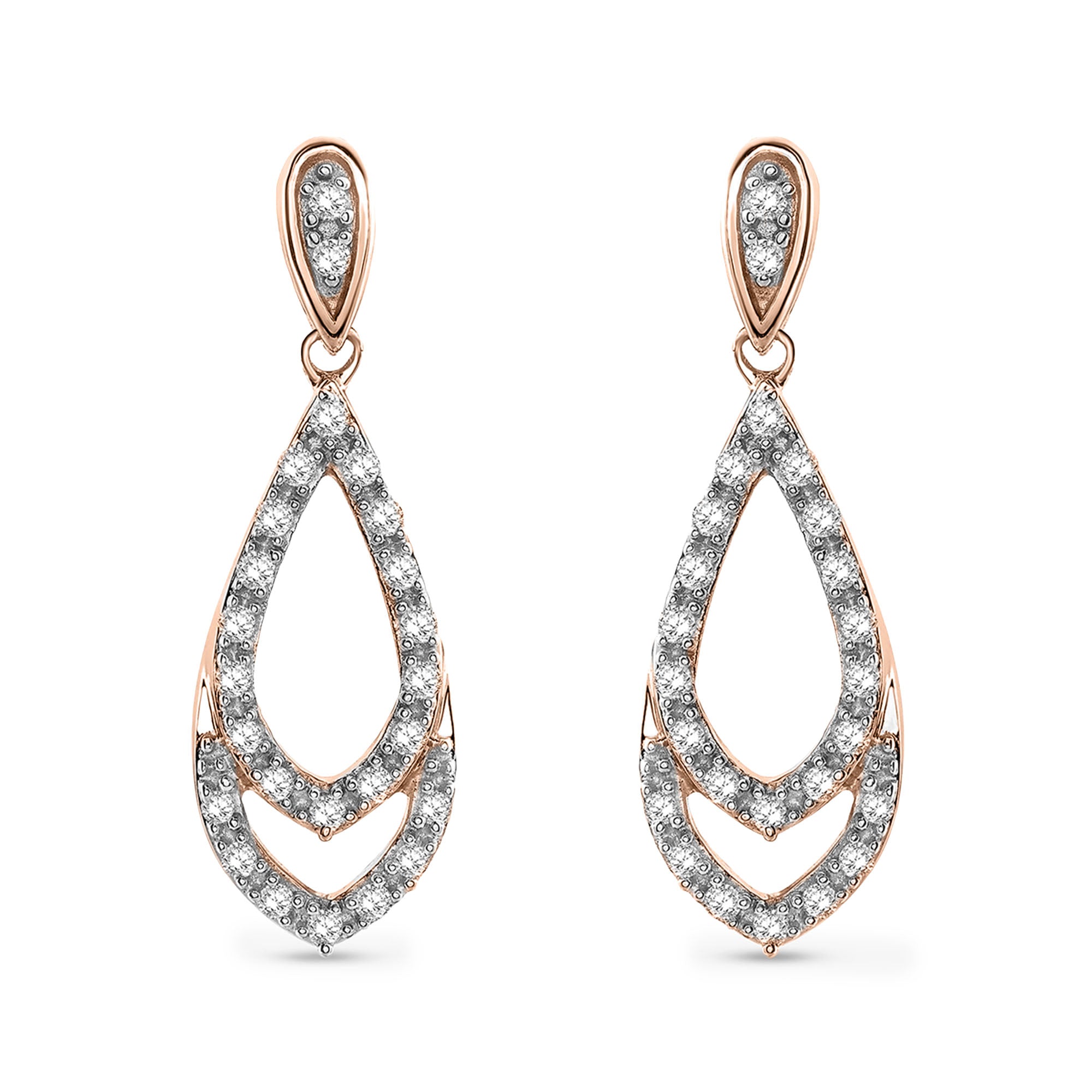 Keemti Jewels Teardrop Dangling Earrings with diamond details and layered loops, front and side views shown.