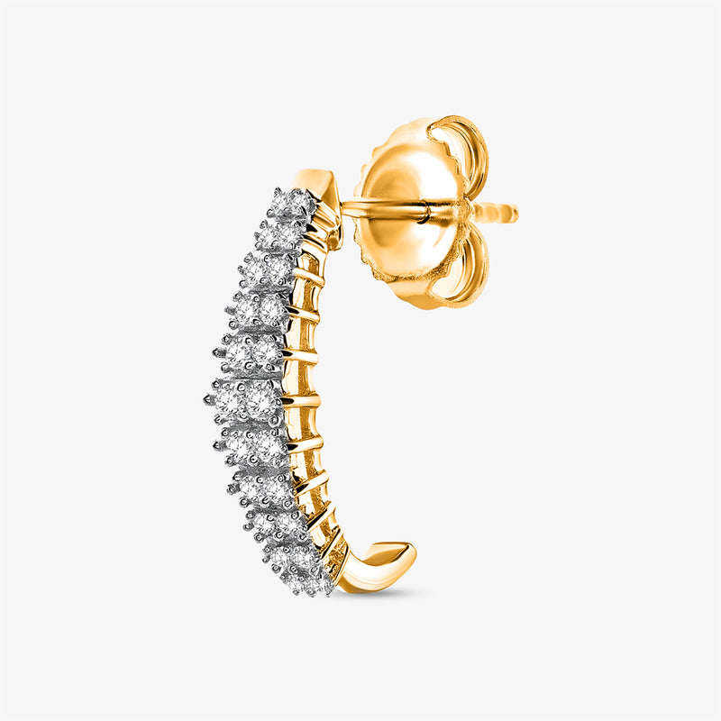 Keemti Jewels Sparkling Curved Hoop Earrings feature two rows of white stones for a chic, modern style.