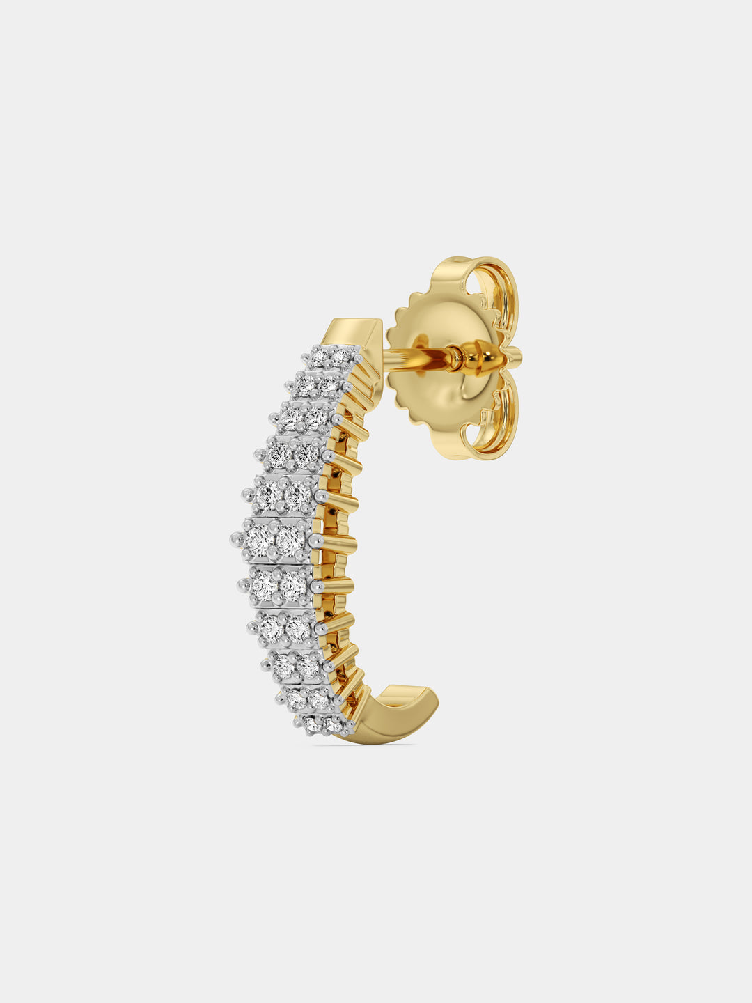 Keemti Jewels Sparkling Curved Hoop Earrings feature two rows of white stones for a chic, modern style.