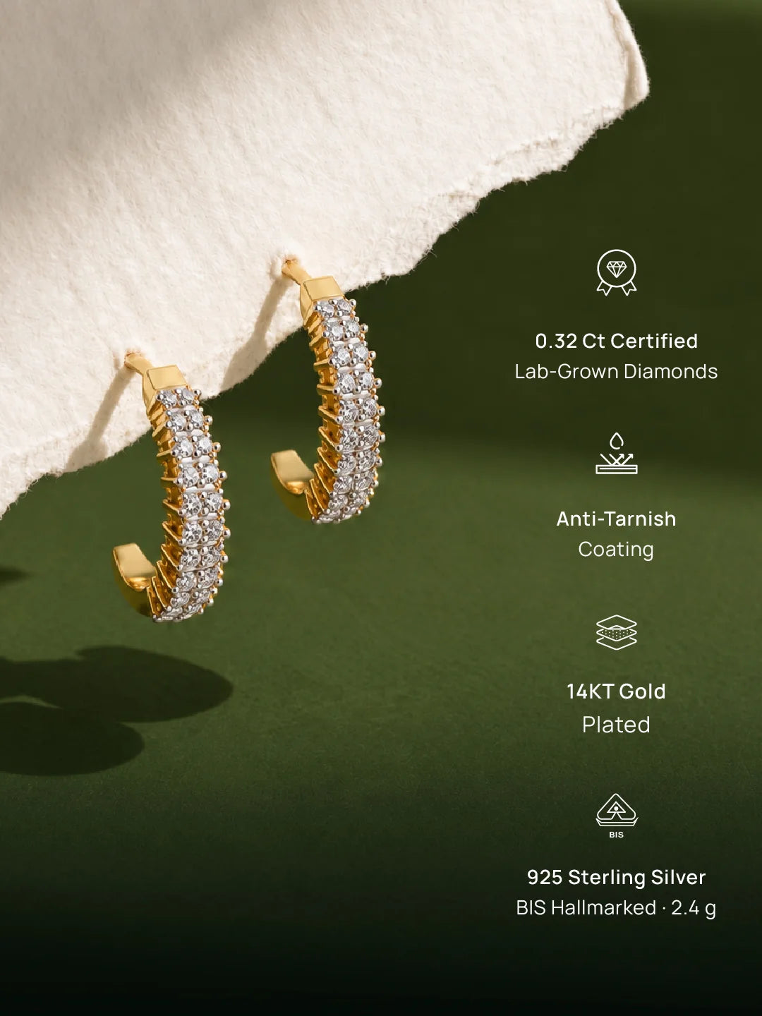 Sparkling Curved Hoop Earrings