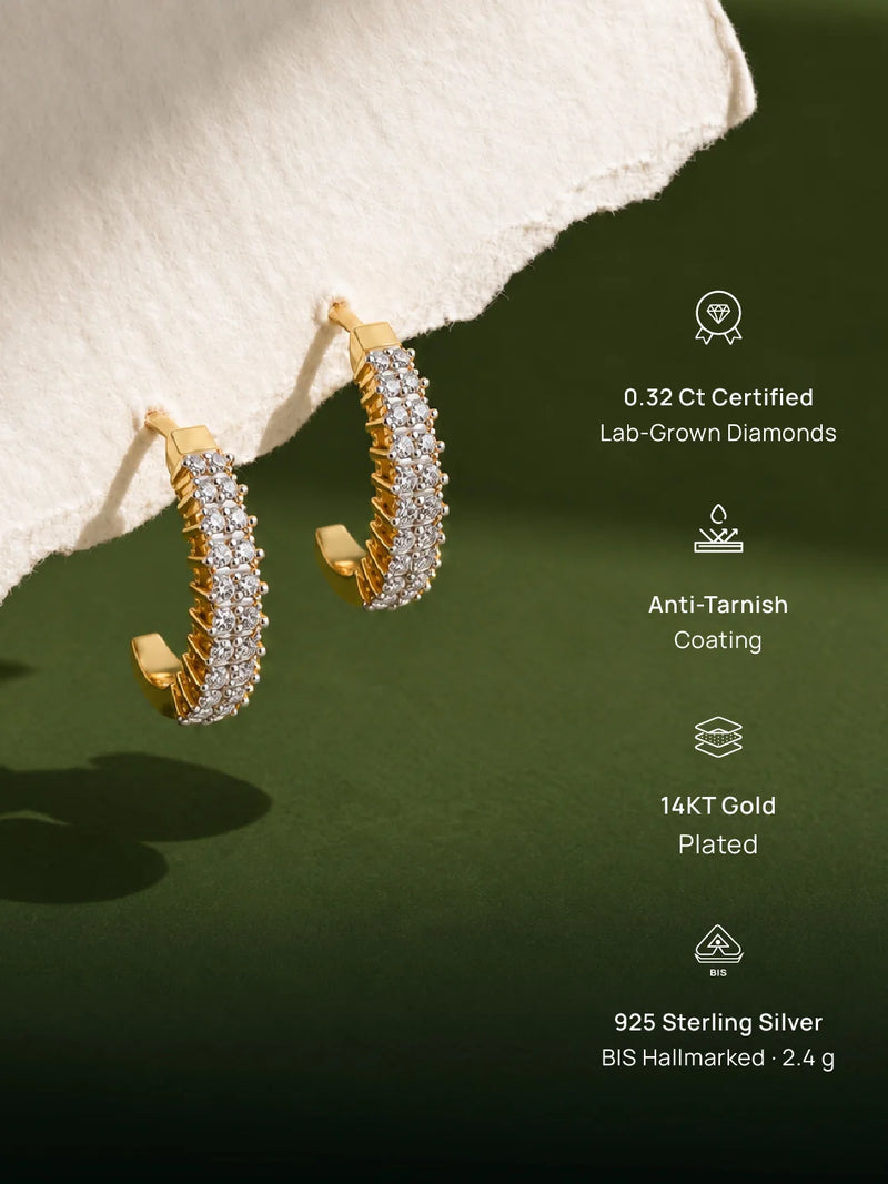 Sparkling Curved Hoop Earrings