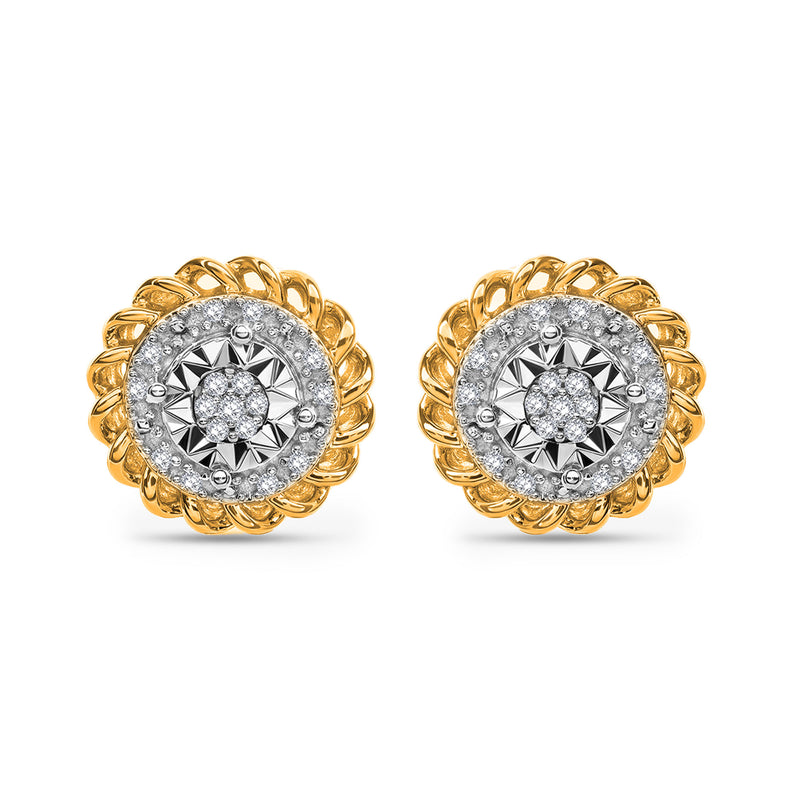 Aurora Cluster Stud Earrings by Keemti Jewels: gold and diamond studs with a romantic floral halo-inspired design.