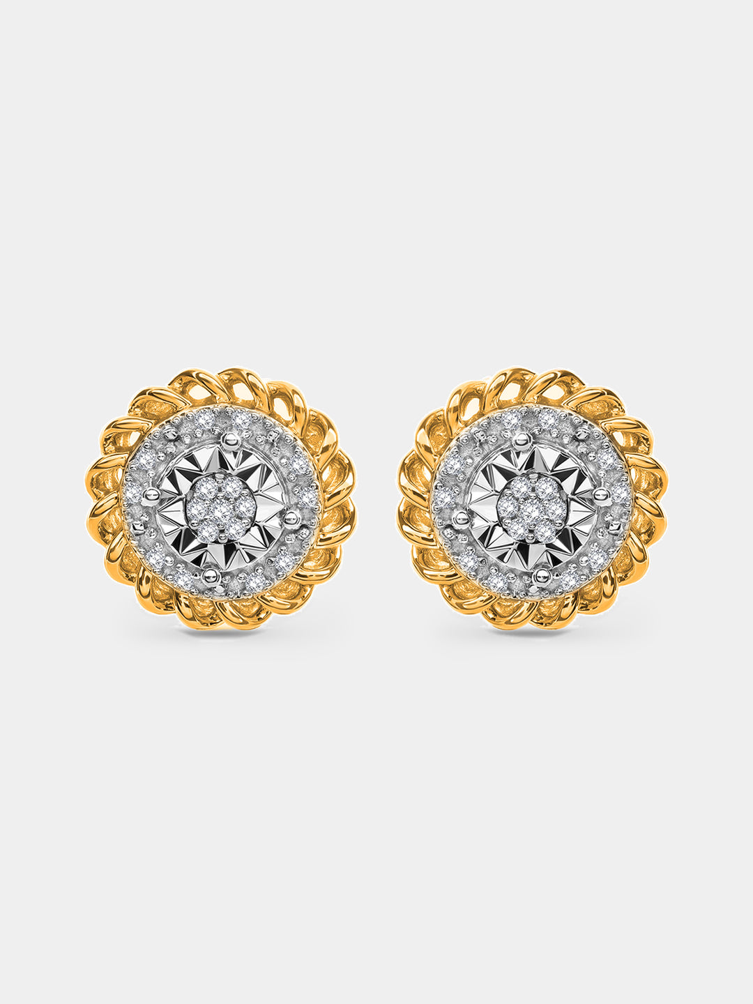 AURORA cluster stud earrings in rose gold vermeil with round pavé halo, 0.75ct