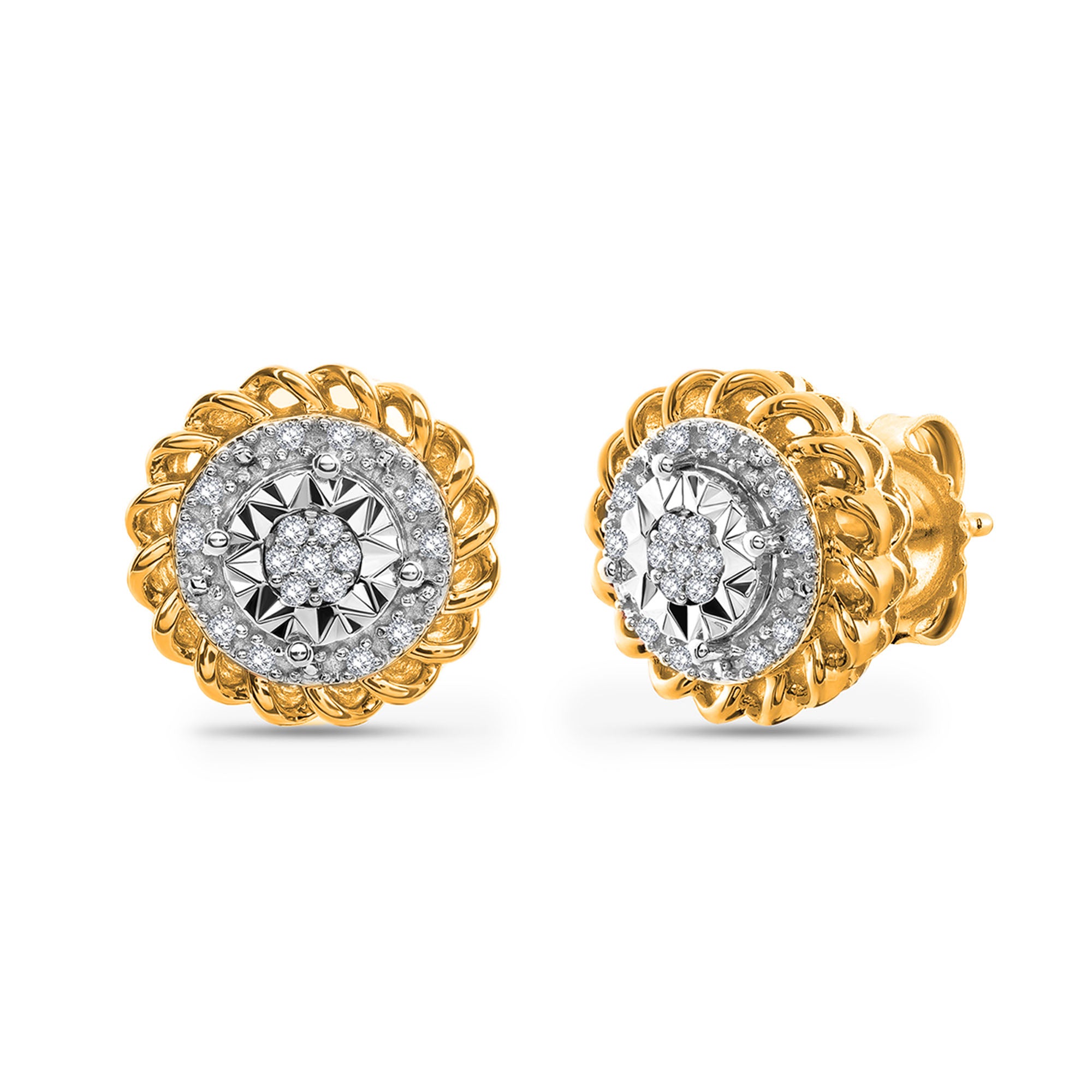 AURORA cluster stud earrings in rose gold vermeil with round pavé halo, 0.75ct