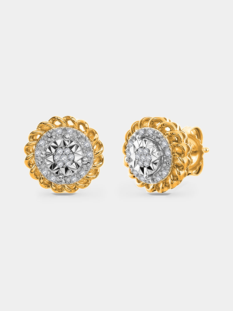 Aurora Cluster Stud Earrings by Keemti Jewels: gold and diamond studs with a romantic floral halo-inspired design.