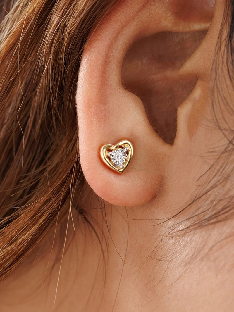 Classic Heart-Shaped Diamond Earrings