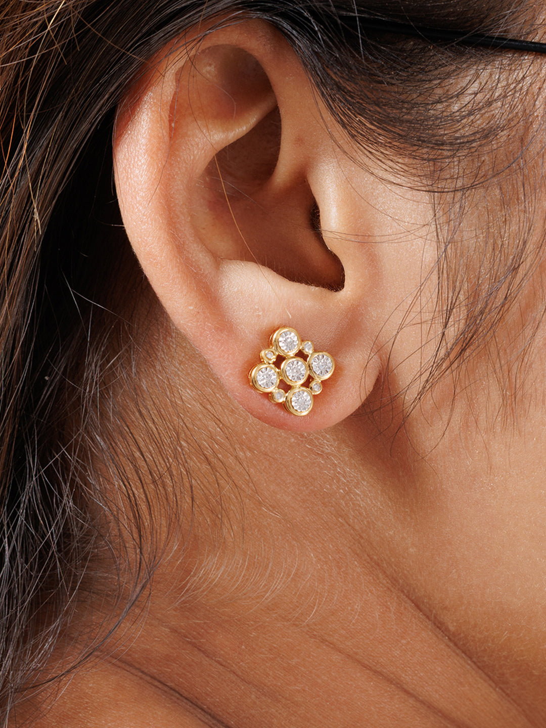 Keemti Jewels Radiant Constellation Diamond Stud Earrings Model View