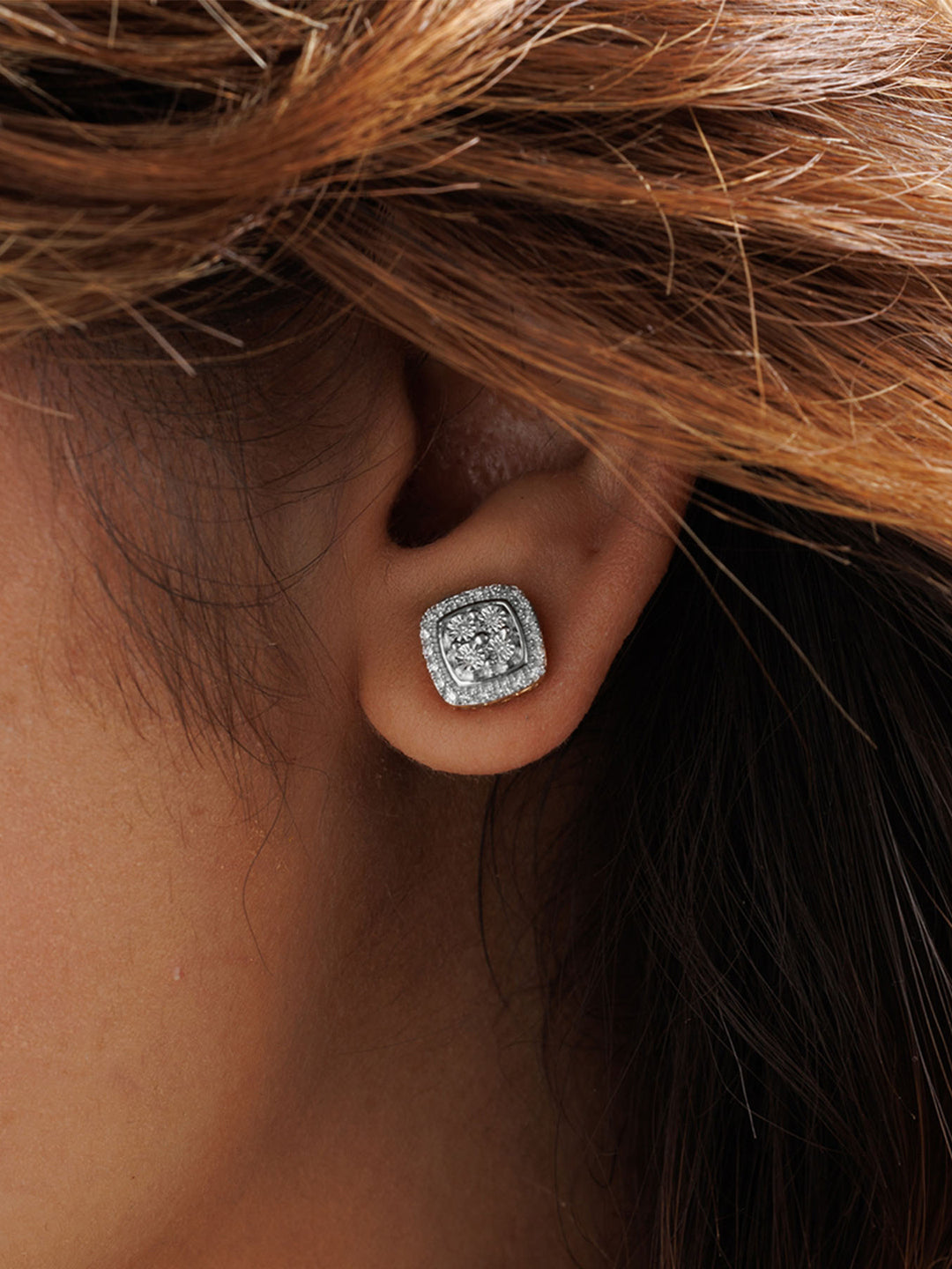 Keemti Jewels Grace Halo Diamond Earrings Model View
