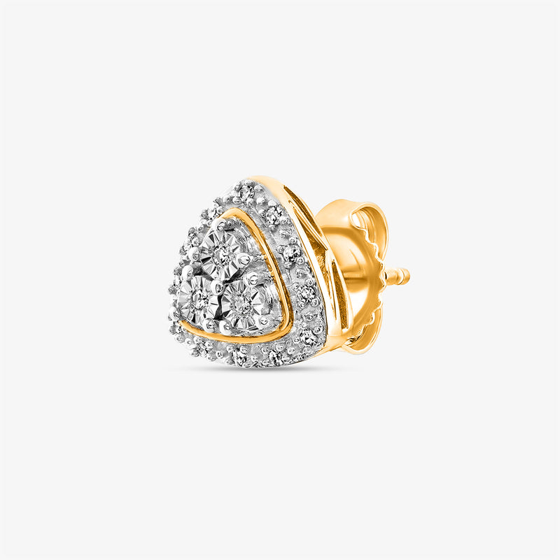 Keemti Jewels Two-Tone Triangular Halo Stud Earrings with sparkling diamond accents and shimmering halo.