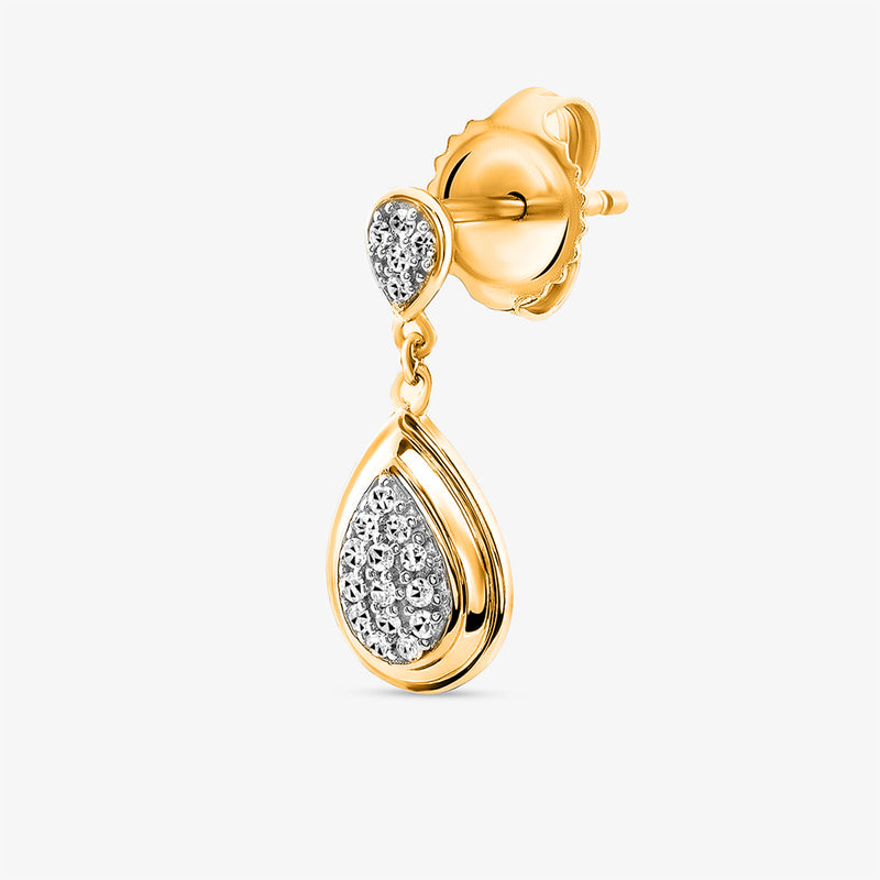 Keemti Jewels' Classic Teardrop Statement Earrings feature clear stones and a delicate dangling design against white.