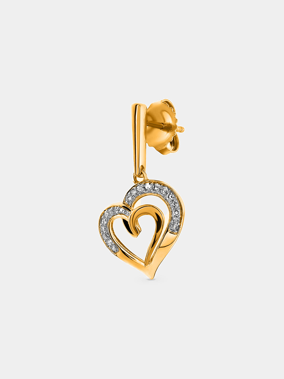Keemti Jewels' Linked In Love Heart Earrings: gold hearts linked with diamond accents, symbolize love and unity.