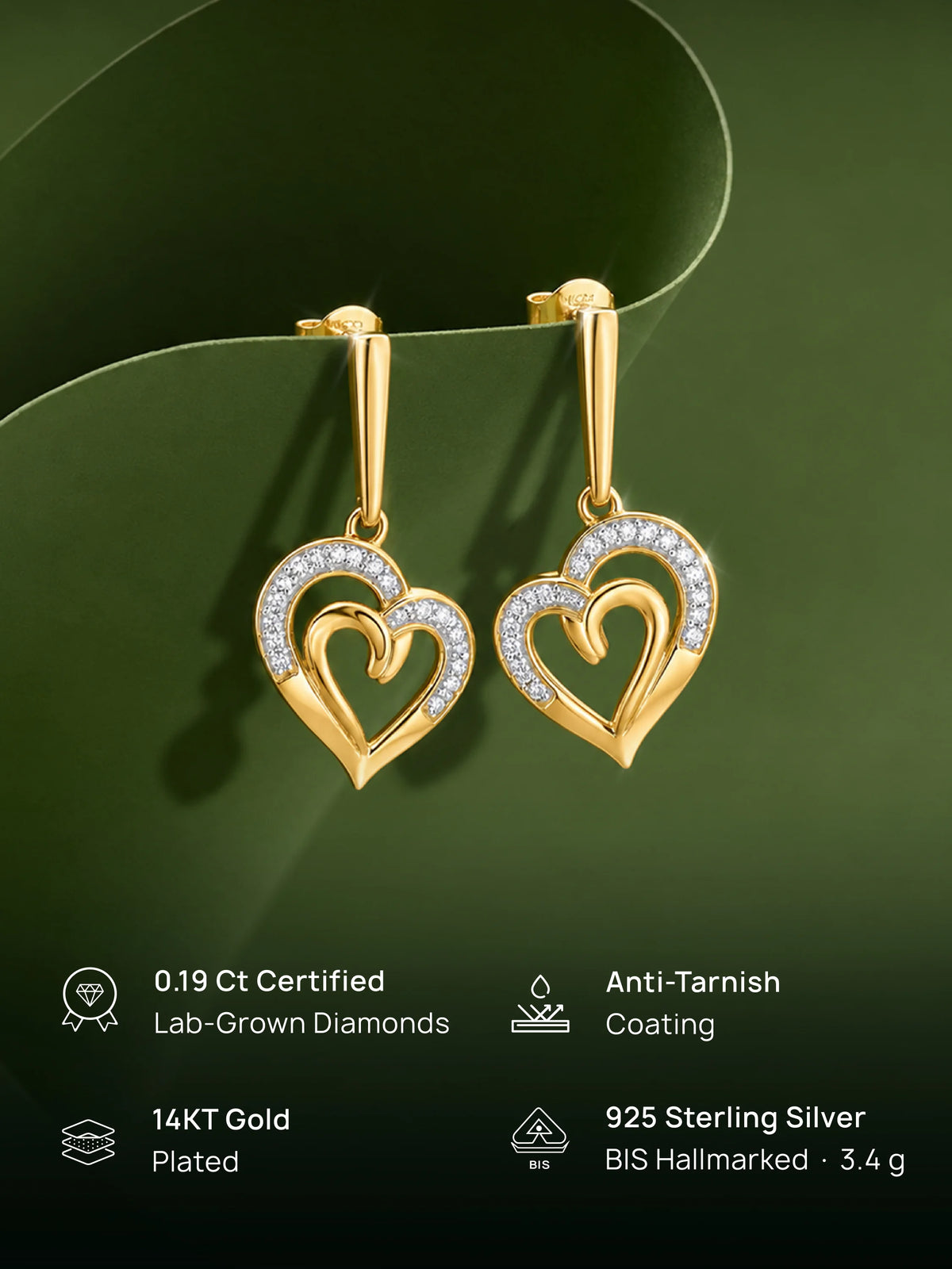 Linked In Love Heart Earrings