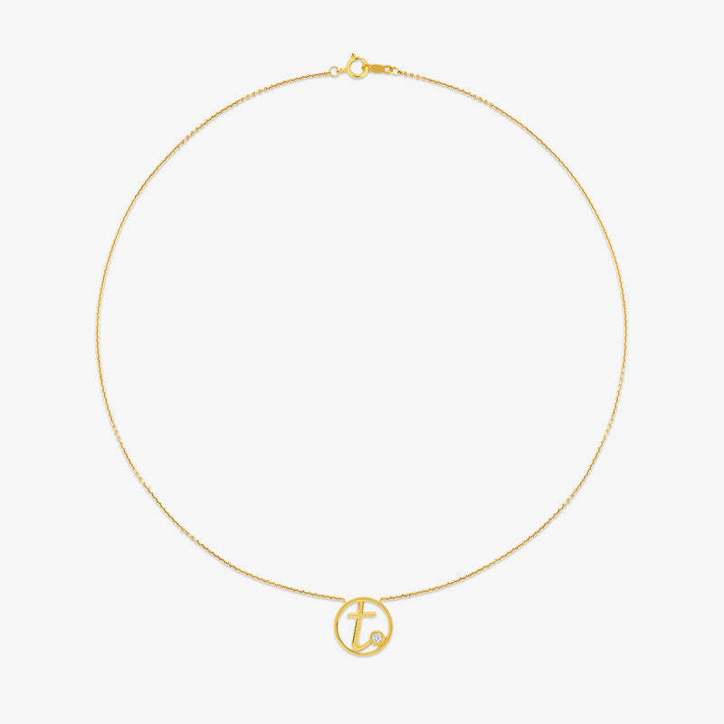 Signature T Initial Diamond Necklet