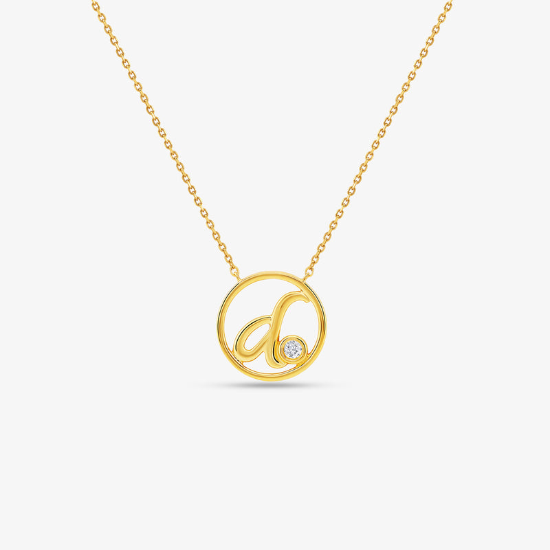 D Initial Circle Diamond Necklet