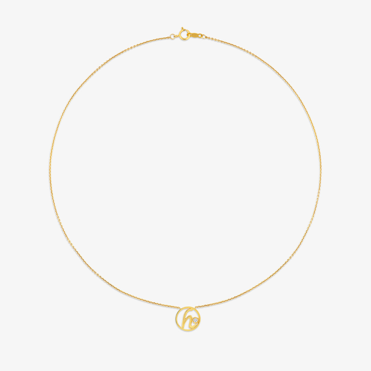 H<span> Initial Circle Diamond </span>NECKLET