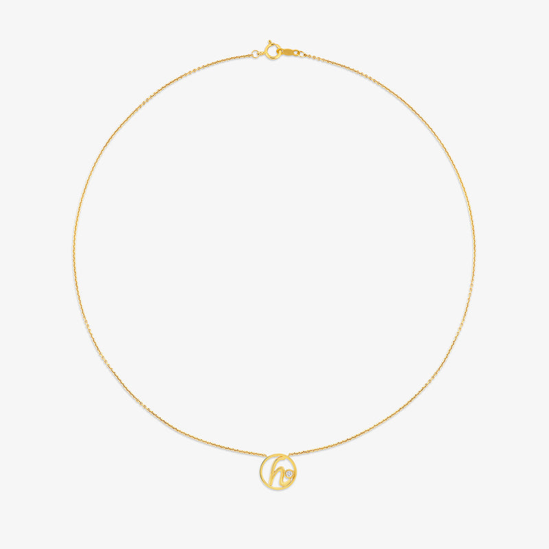 H Initial Circle Diamond Necklet