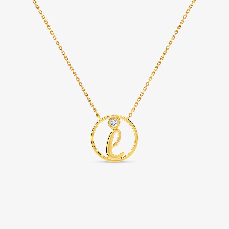 I Initial Circle Diamond Necklet