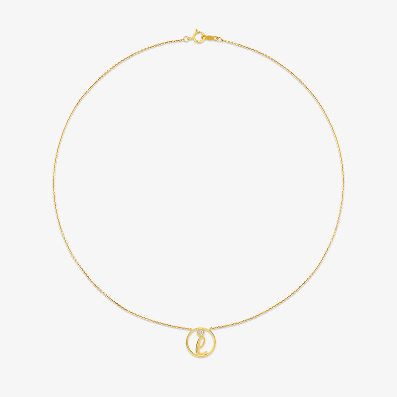 I Initial Circle Diamond Necklet