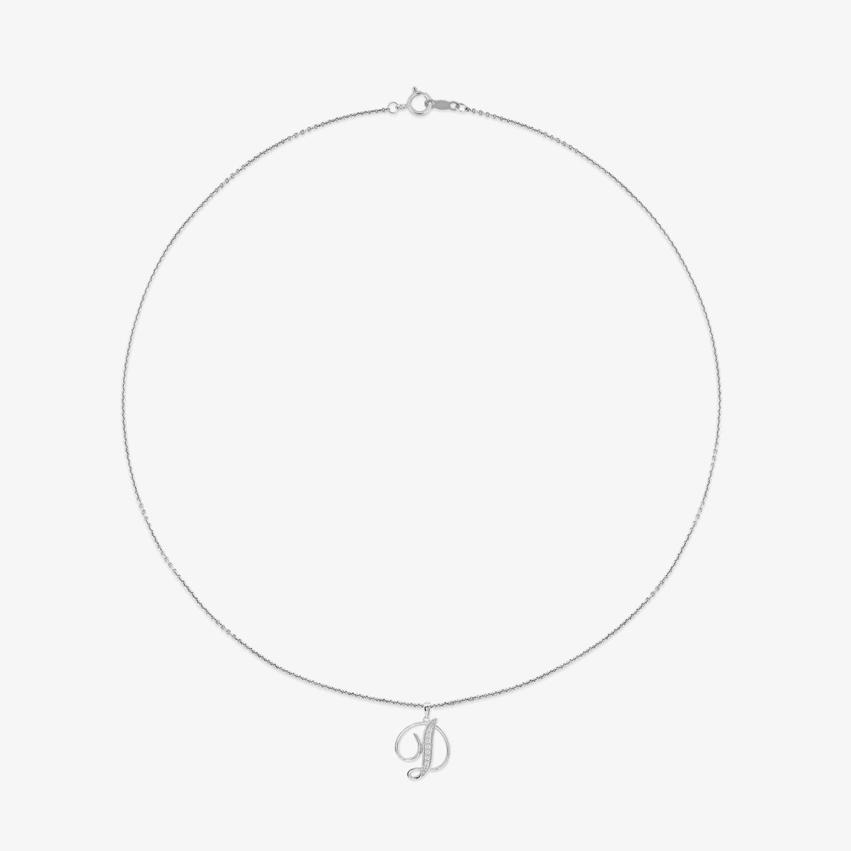 The CLASSIC D Signature PENDANT by Keemti Jewels features a cursive letter D on a simple white background.