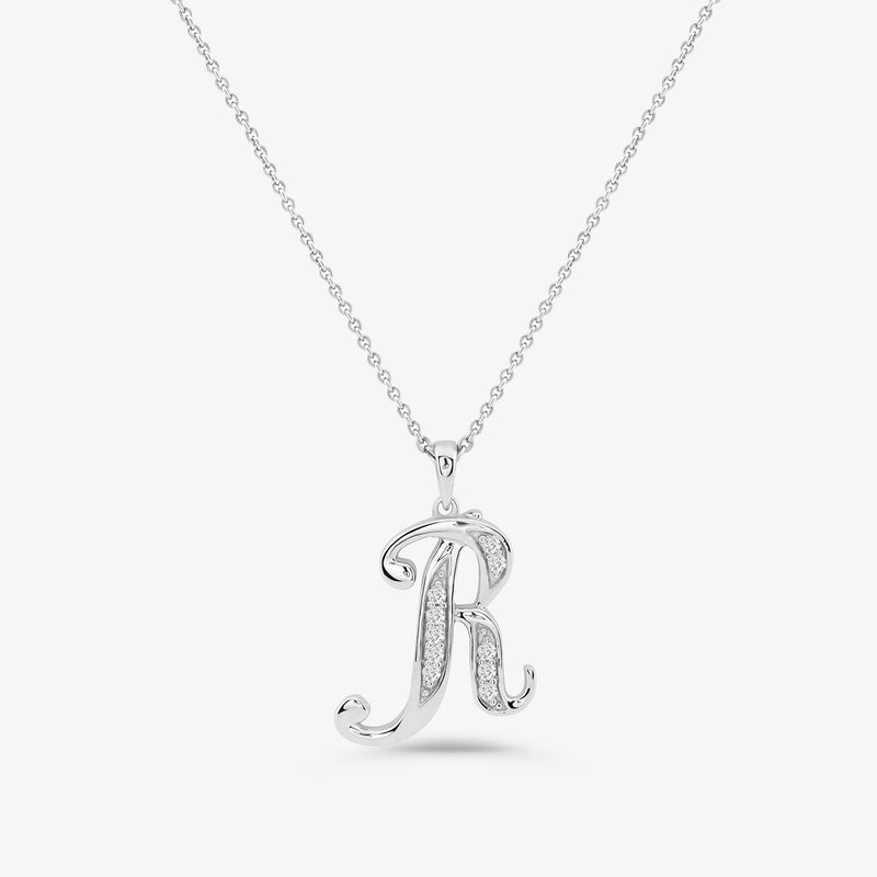 Keemti Jewels CLASSIC R Signature Pendant: Elegant necklace with sparkling stones for personalized style.