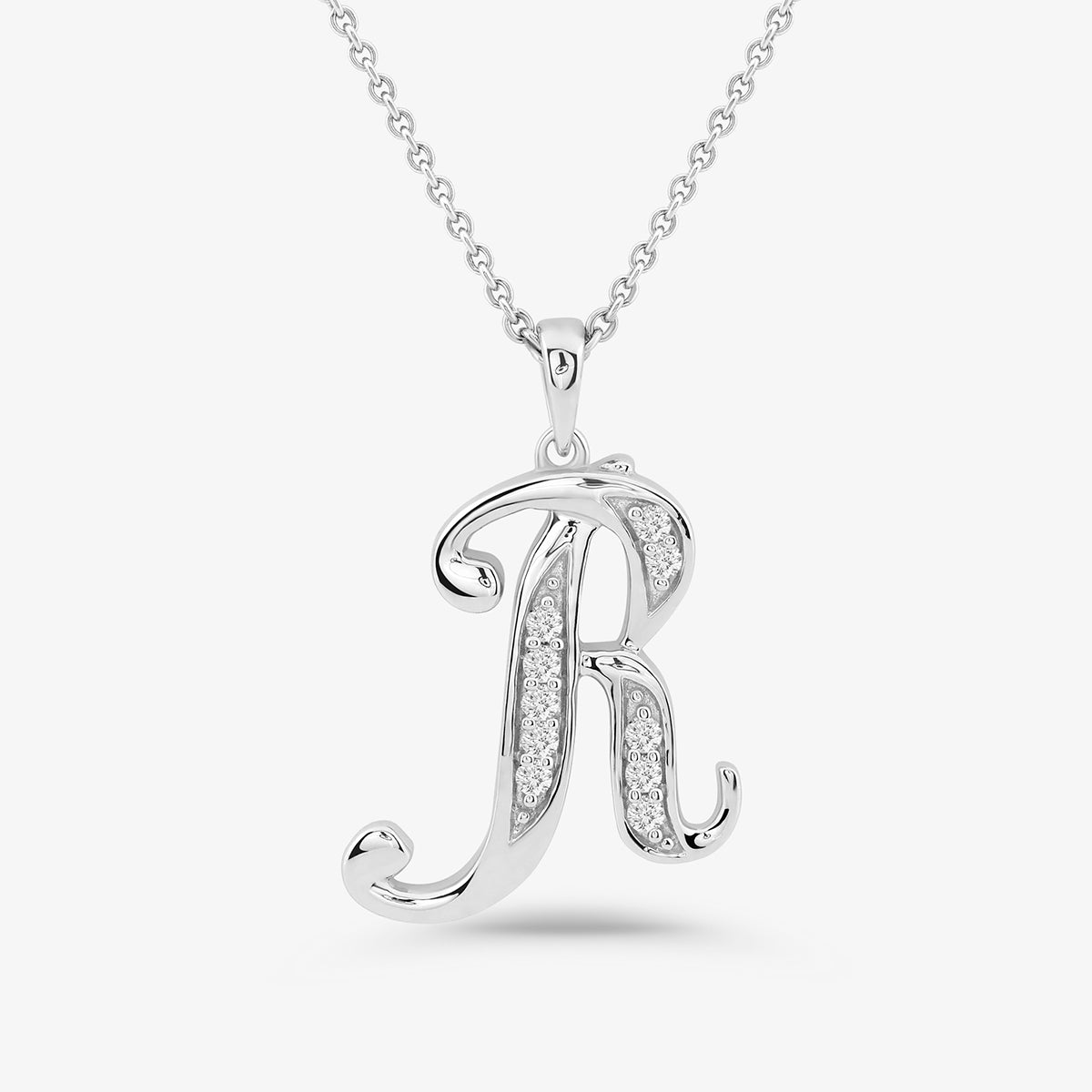 Keemti Jewels' CLASSIC R Signature PENDANT is a sparkling, personalized necklace with gemstone accents.