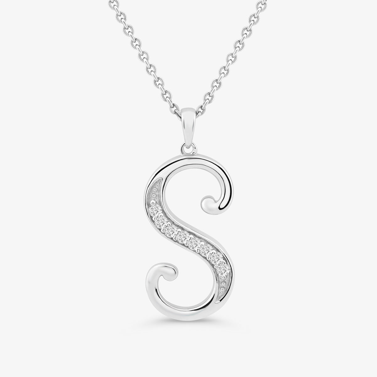 Keemti Jewels' CLASSIC S Signature PENDANT—an elegant necklace with sparkling stones, perfect for a personal touch.