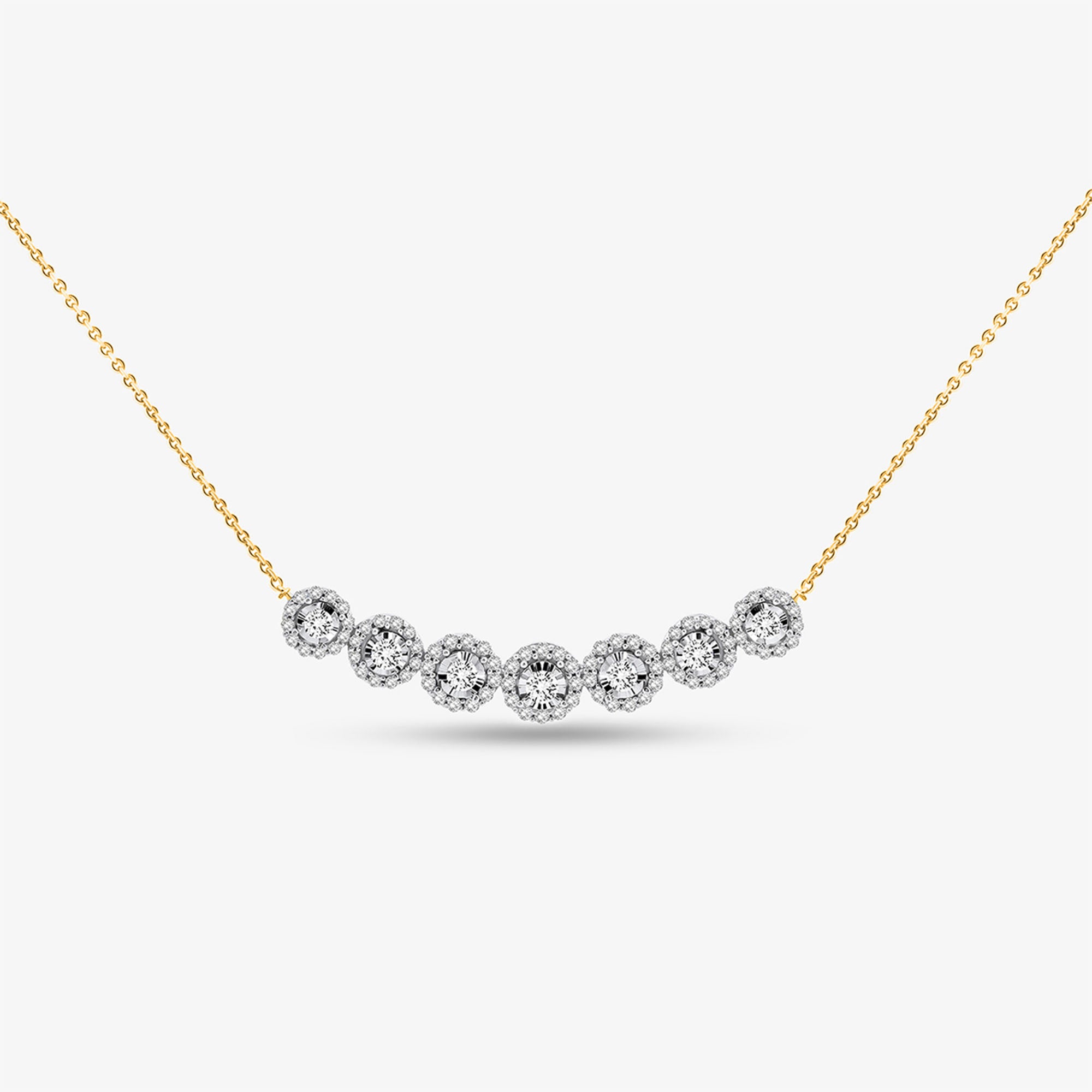 Symphony of Sparkle necklace with round pavé stones, silver tone, 1.0 ct