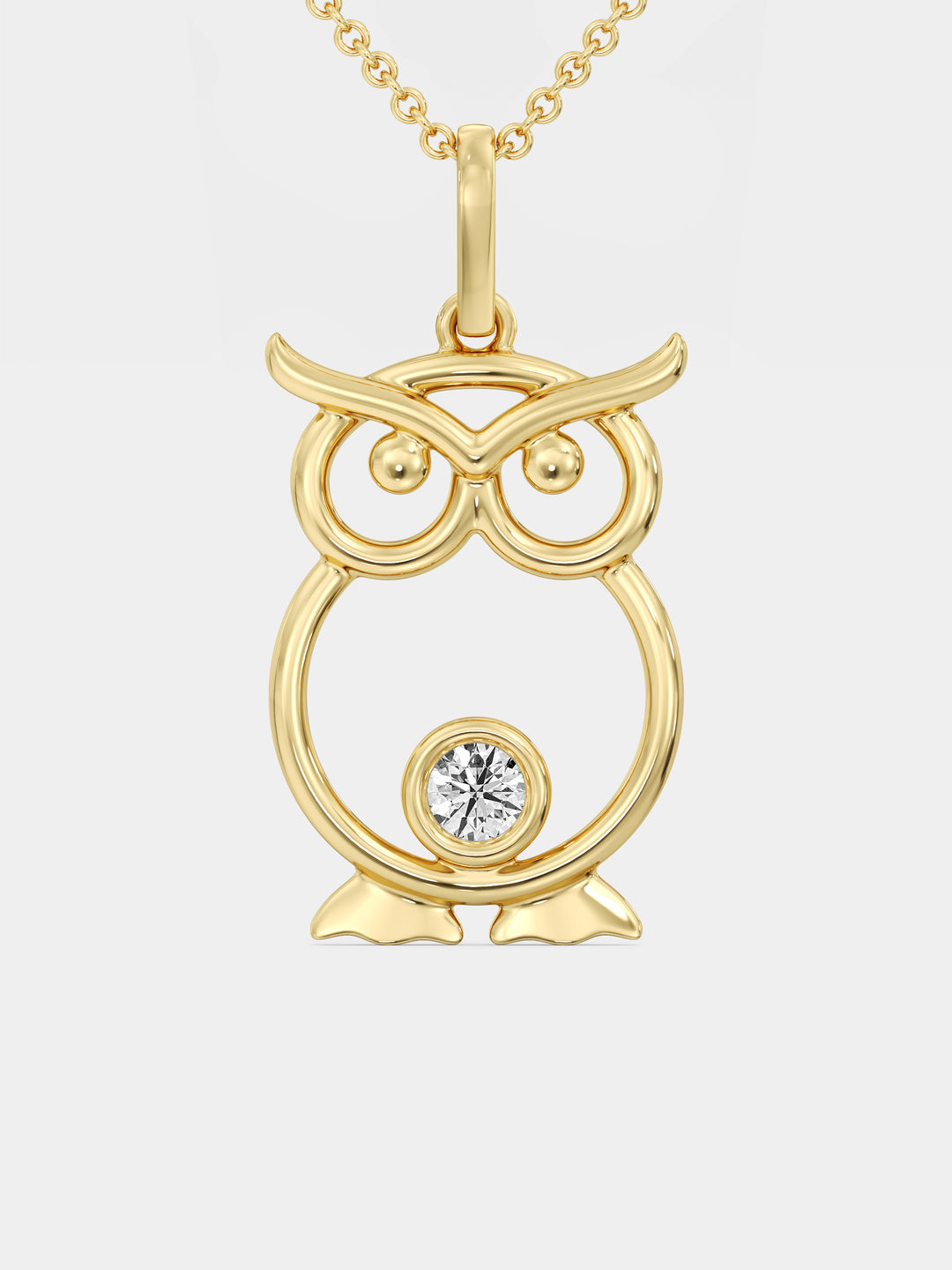 Eulen-Anhängerhalskette mit funkelndem Diamant; Gliederkette