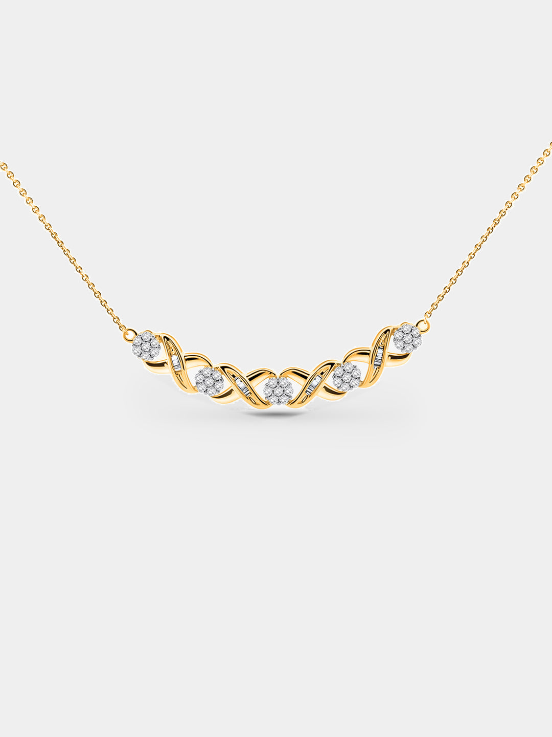 Interlinked Curved Diamond Necklet