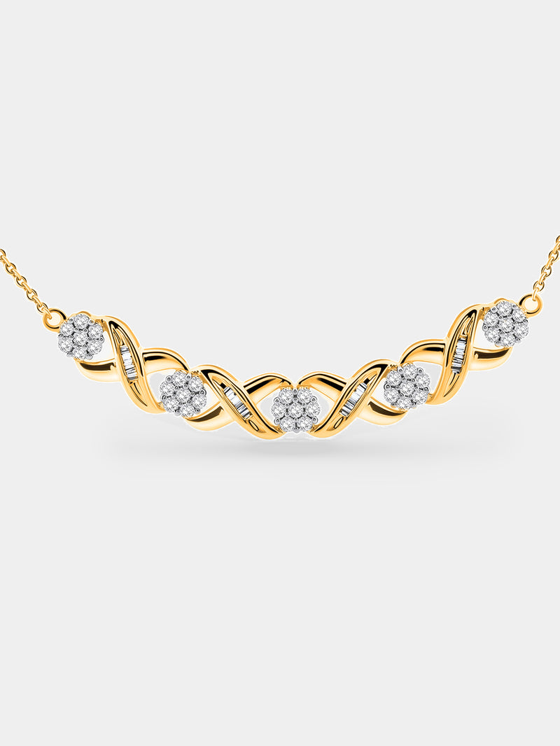 Interlinked Curved Diamond Necklet