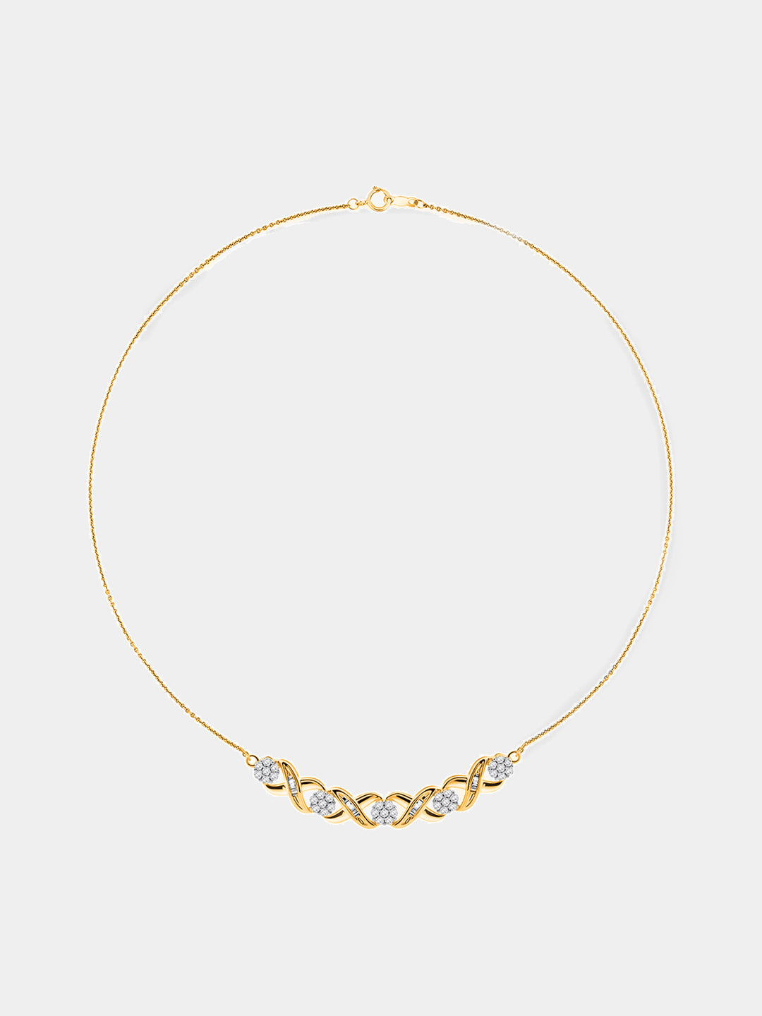 Interlinked Curved Diamond Necklet