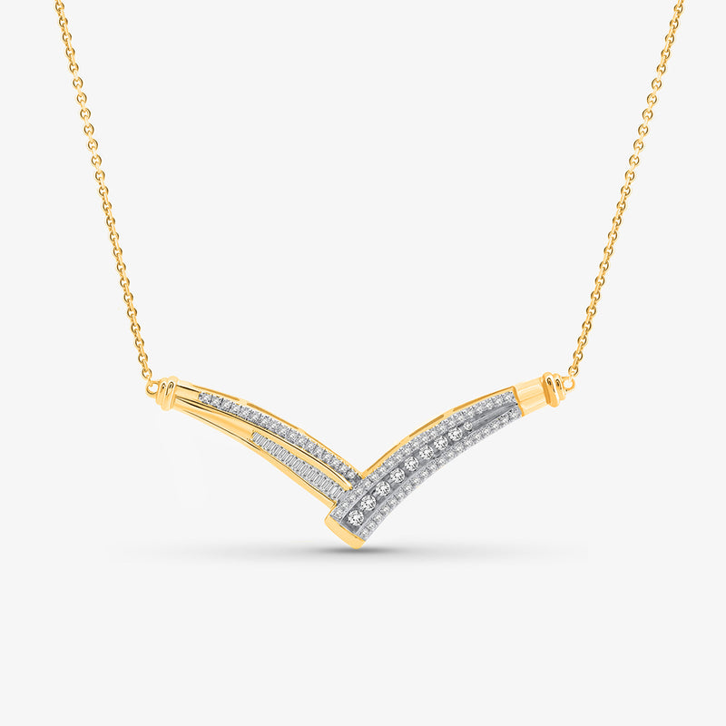 Chevron-V Halskette mit Pavé-funkelnden Steinen, silberfarben