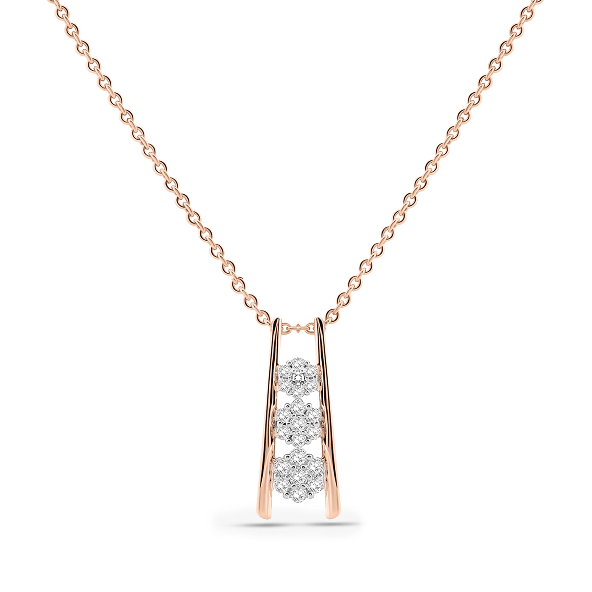 Vergoldeter geometrischer Cluster-Necklace mit funkelnden Steinen im rechteckigen Rahmen