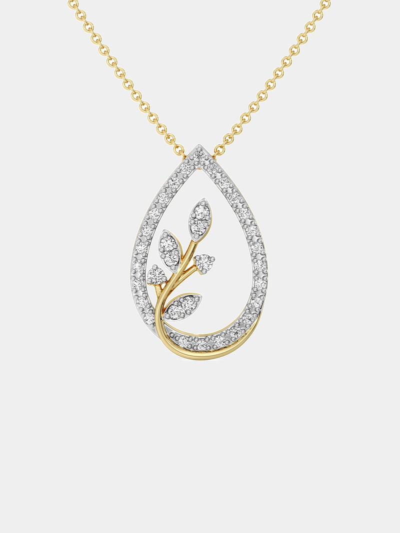 Teardrop Leaf Diamond Necklet - keemti jewels