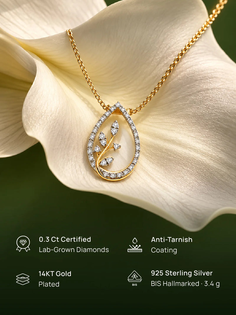 Teardrop Leaf Diamond Necklet