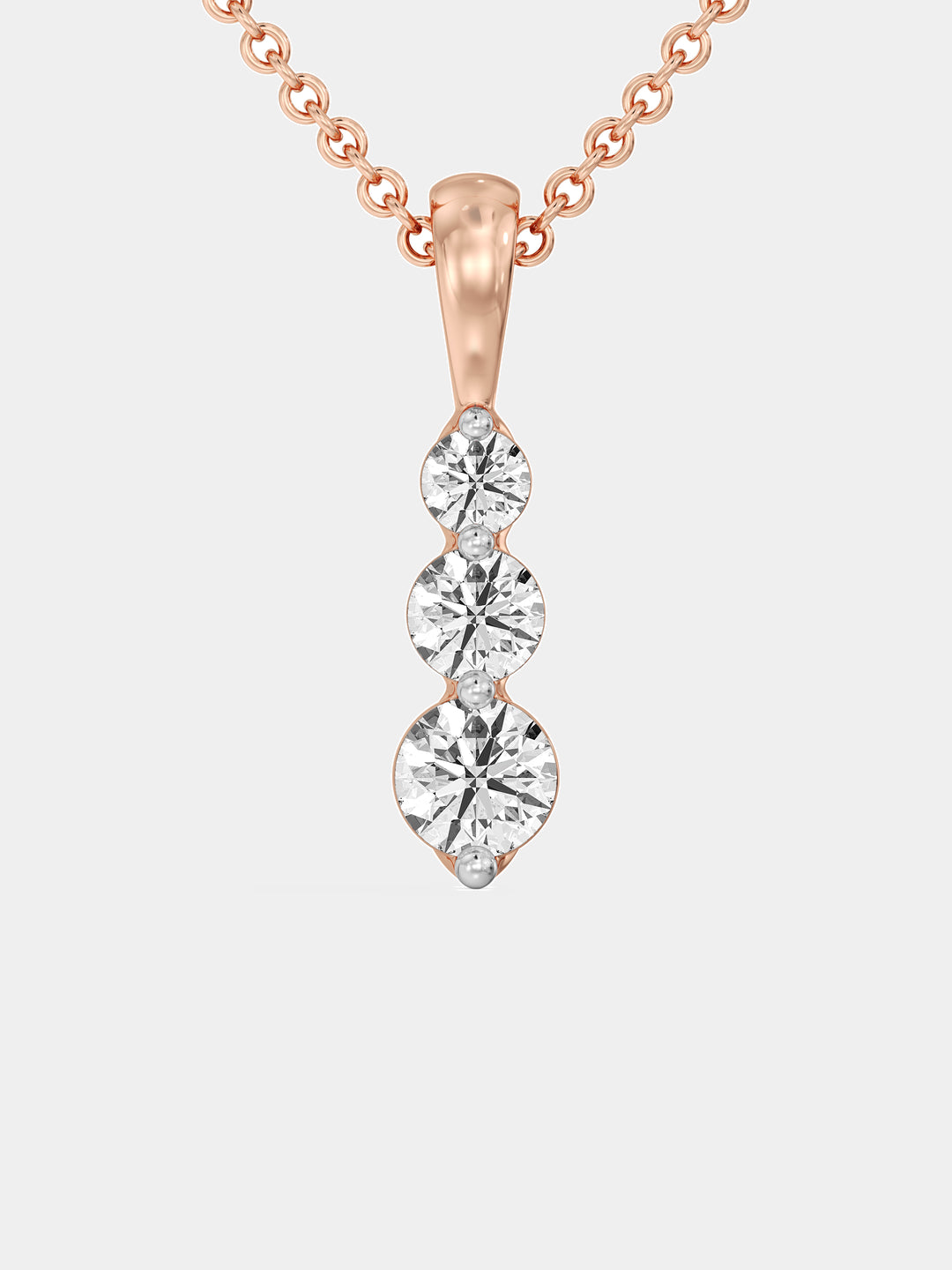 TRINITY drop diamond necklace, silver-toned chain with three-stone drop pendant