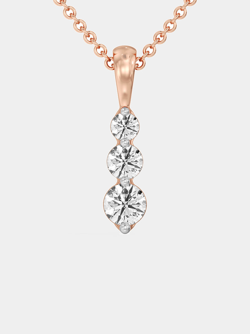 TRINITY drop diamond necklace, silver-toned chain with three-stone drop pendant