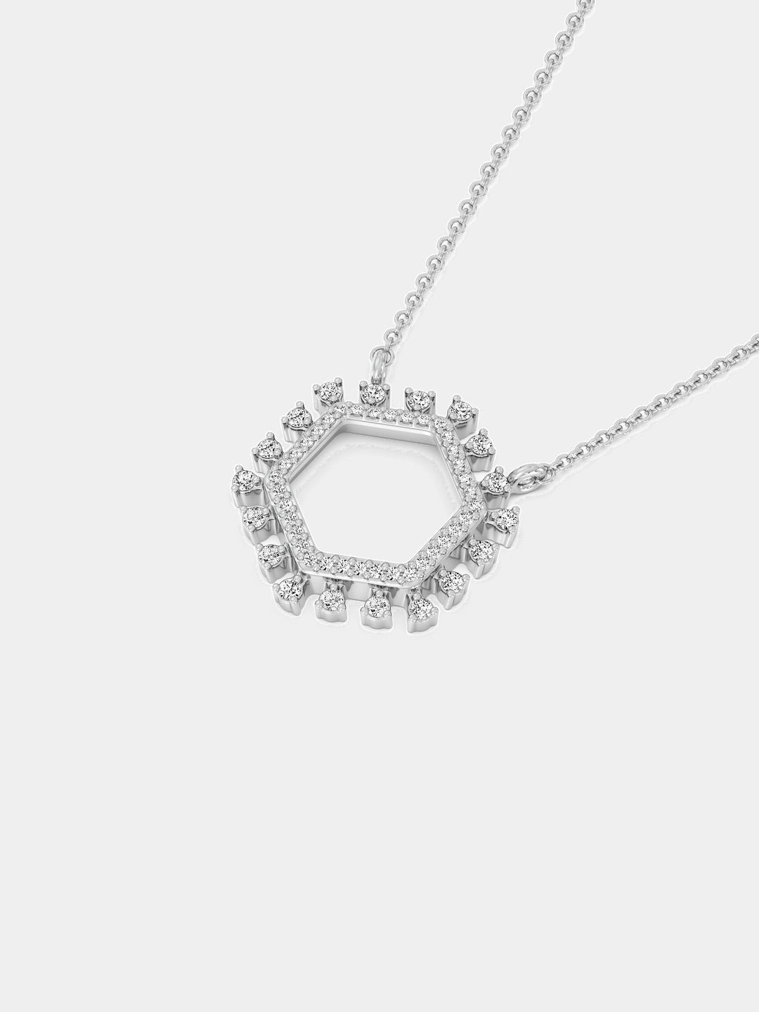Collar Geometric Halo en baño de plata 925 con colgante hexagonal y pedrería