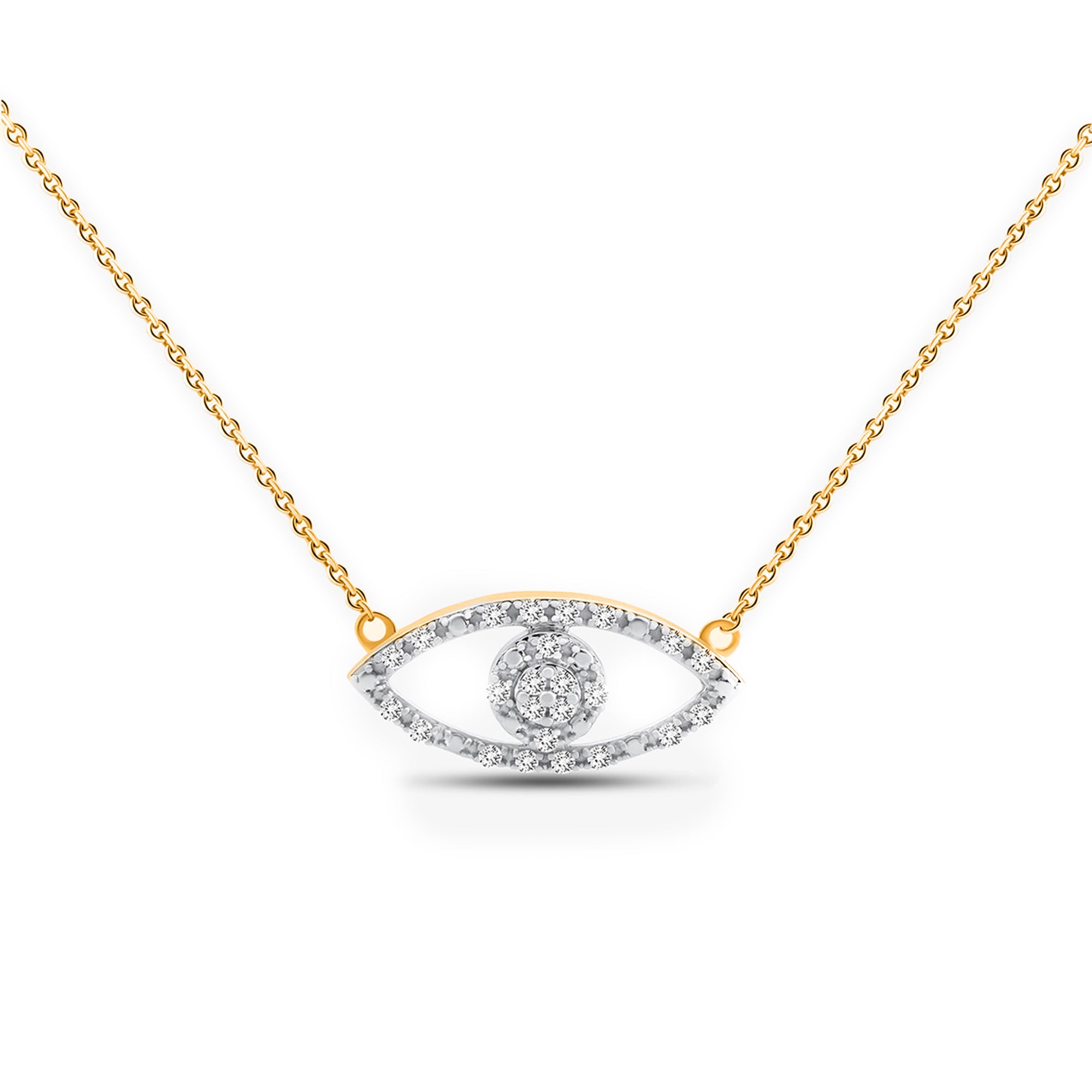HALO Evil Eye Halskette mit ovalem Augen-Anhänger und Pavé-Details, silberfarben