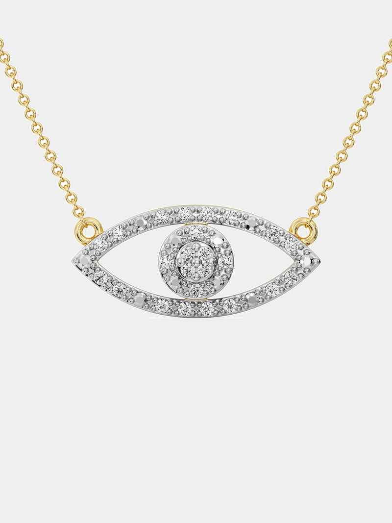 HALO Evil Eye Halskette mit ovalem Augen-Anhänger und Pavé-Details, silberfarben
