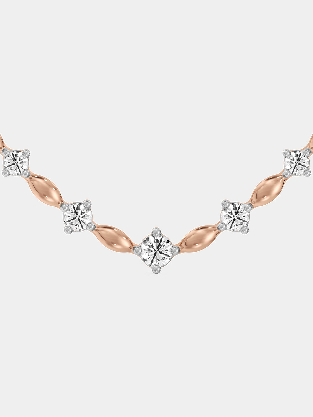 V-necklet in silver vermeil with marquise stones and diamond-like accents, 0.75 ct