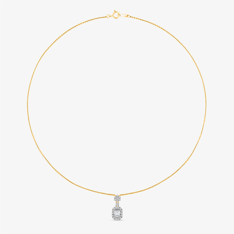 Keemti Jewels' Eternal Emerald Halo Necklet, featuring a delicate emerald pendant, shown on a plain white background.