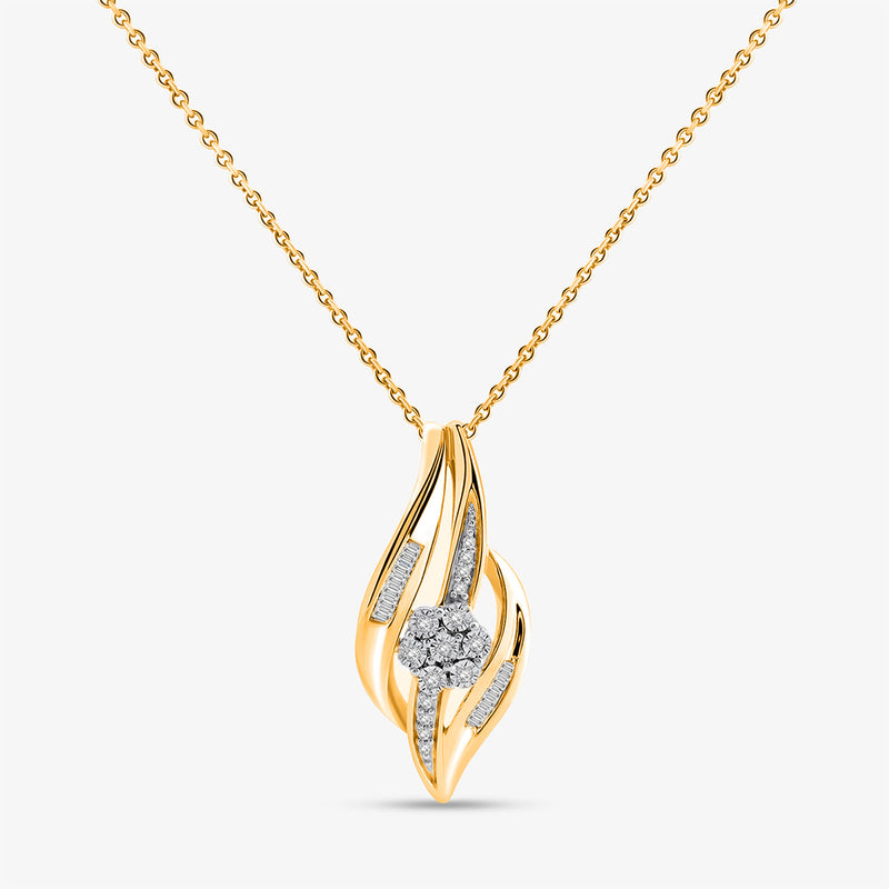 Keemti Jewels' Abstract Flame Necklet: fluid gold curves, sparkling diamonds, and a central round diamond cluster.