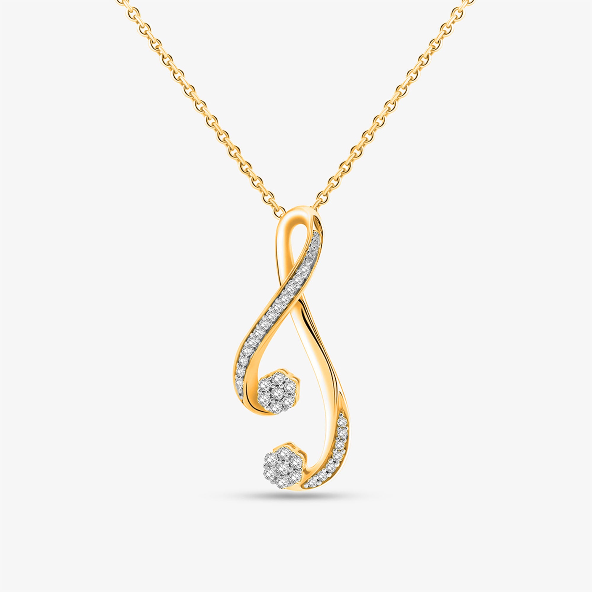 Infinity Twist Chain Necklet by Keemti Jewels: infinity pendant, diamond sparkle, two floral clusters.